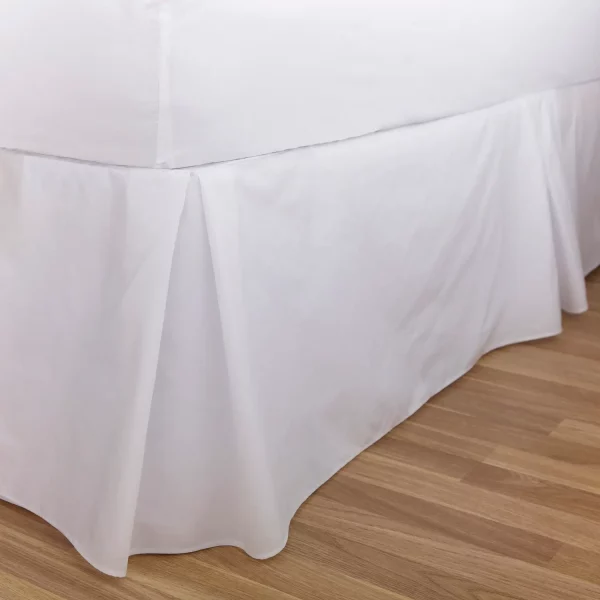 Close up of a white Martex Percale Centre Pleated Fitted Valance Sheet