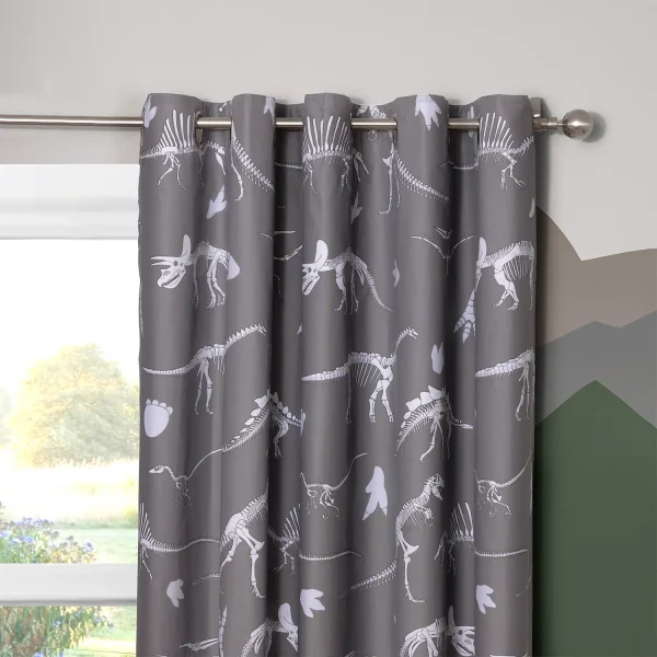 Charlotte Thomas Dino Lined Curtains with Eyelets (Pair)