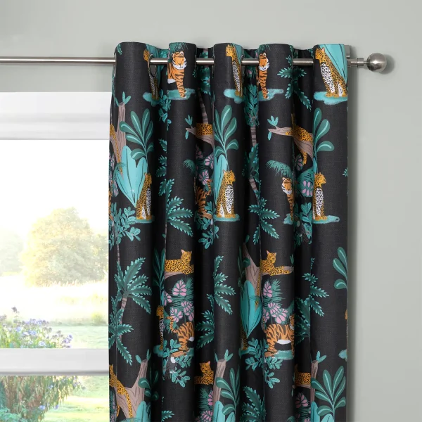 Charlotte Thomas Jungle Fever Lined Curtains with Eyelets (Pair)