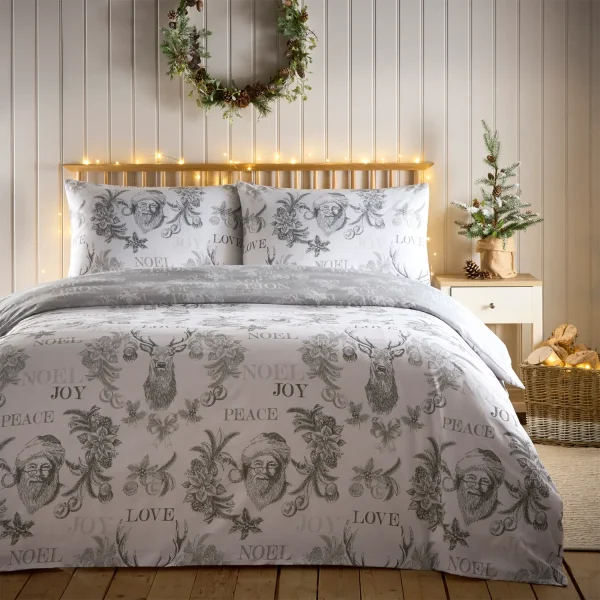 Charlotte Thomas Santa Joy Silver Duvet Cover Set