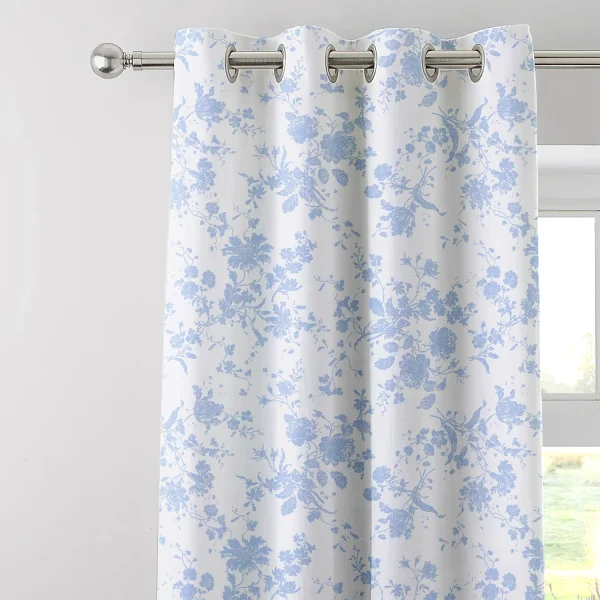 Charlotte Thomas Amelia Blue Eyelet Curtains + Tiebacks (Pair)