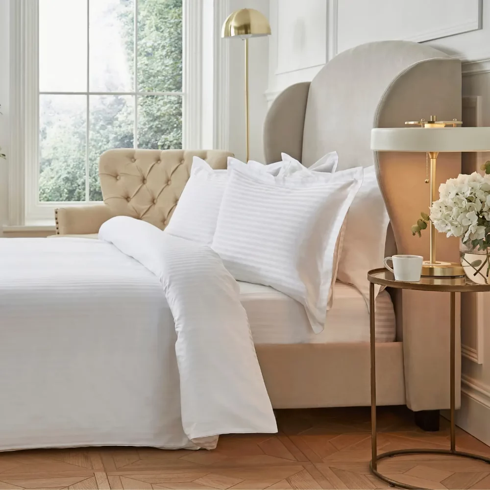 Liddell Touch of Decadence Egyptian Cotton Striped Fitted Sheet On Bed