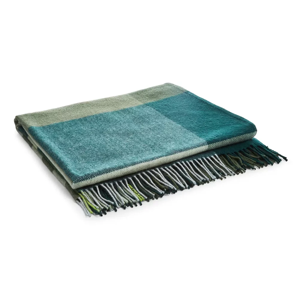 Liddell Cashmere Blend Green Stripe Blanket
