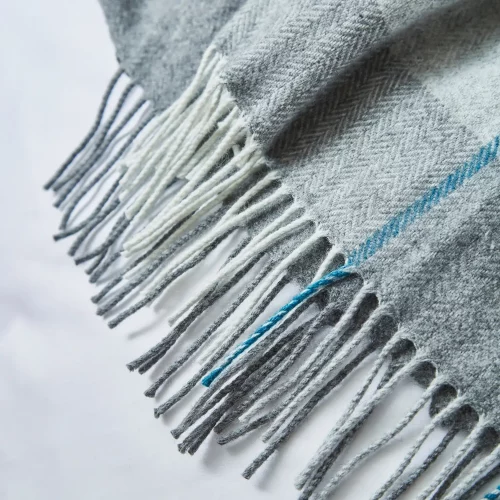 Liddell Cashmere Blend Grey Stripe Blanket Detail