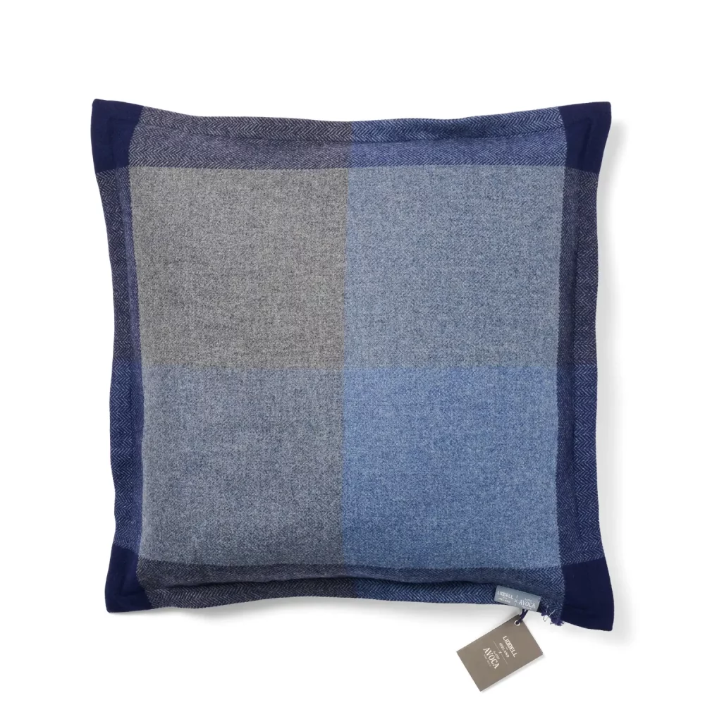 Liddell Lambswool Marine Check Blue Cushion