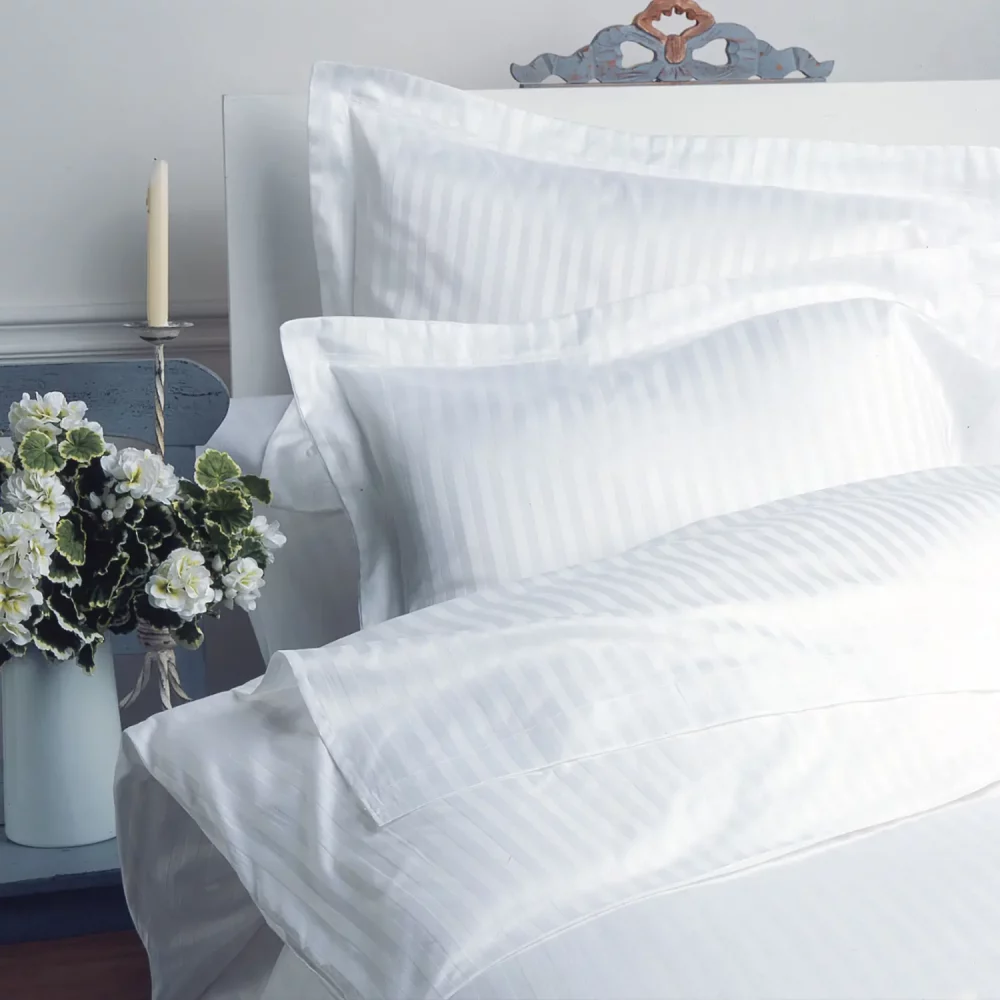A satin stripe cotton duvet cover from Liddell