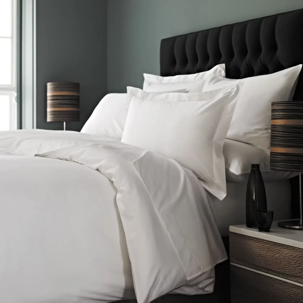A sateen plain white duvet cover from the Liddell Classic range.