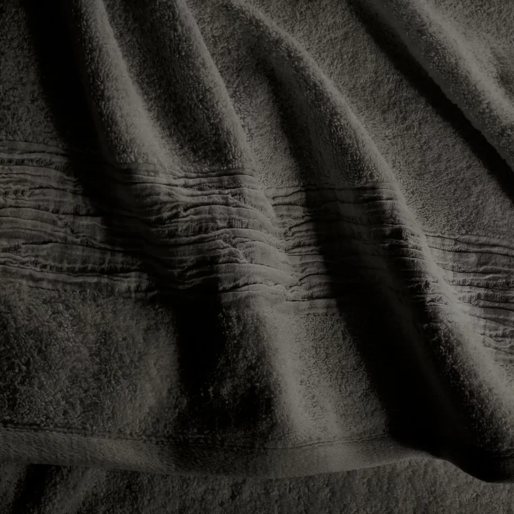 Lazy Linen 600GSM Turkish Cotton Charcoal Towel Detail