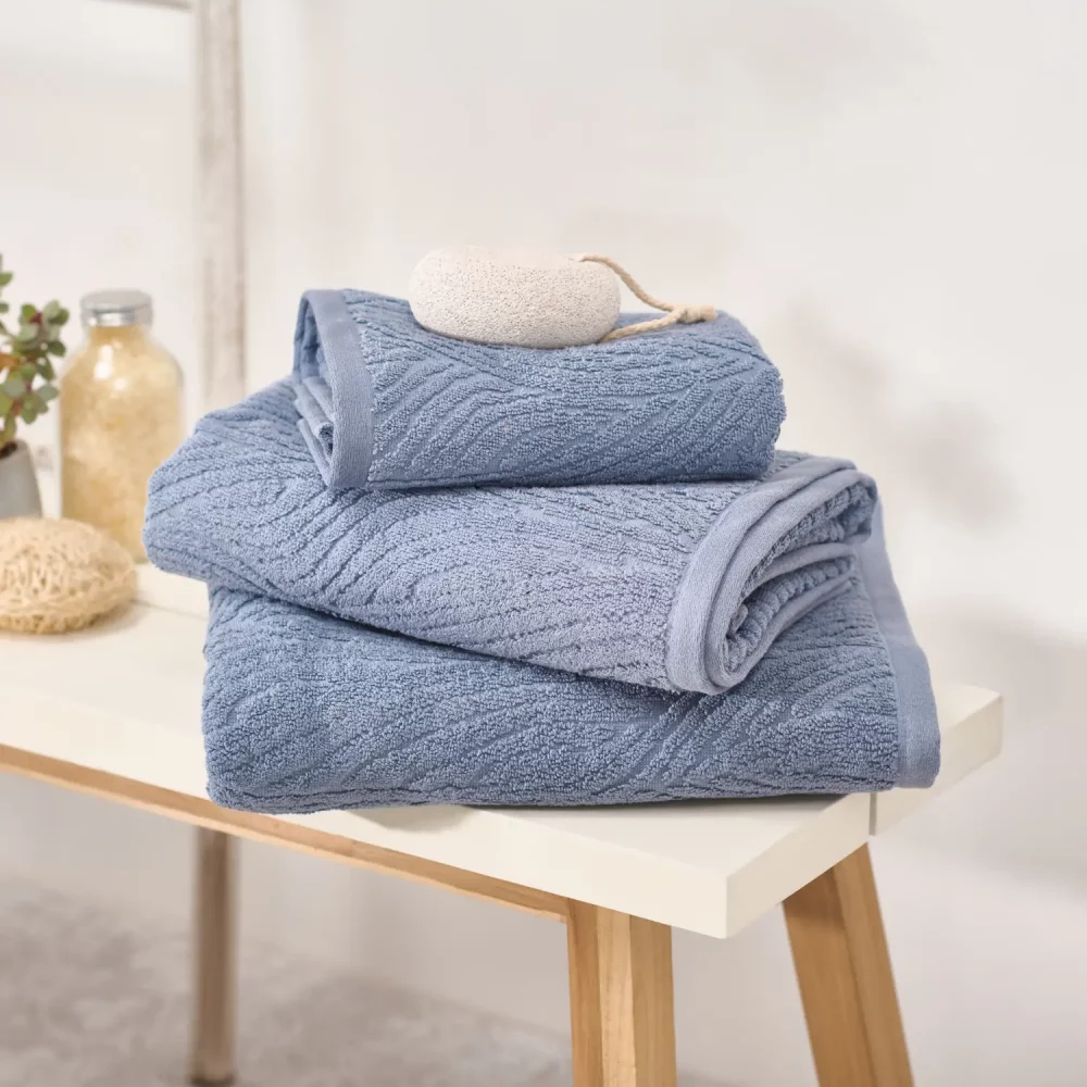 ecopure 100% Cotton Jacquard Blue Towels