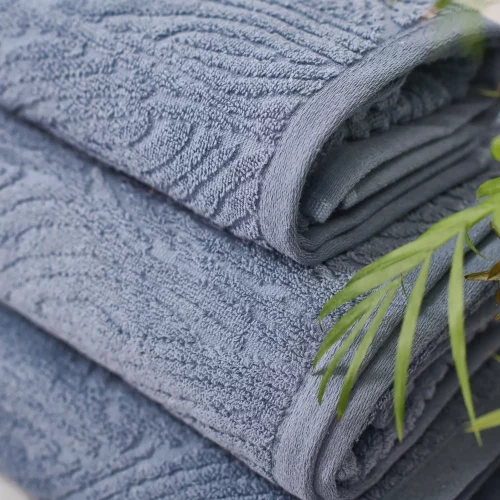 ecopure 100% Cotton Jacquard Blue Towels Detail