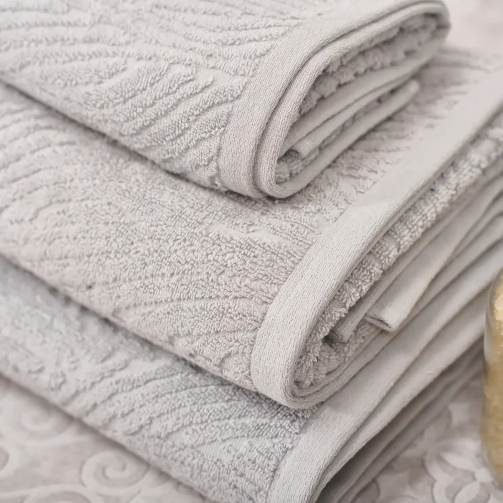 ecopure 100% Cotton Jacquard Grey Towels Detail