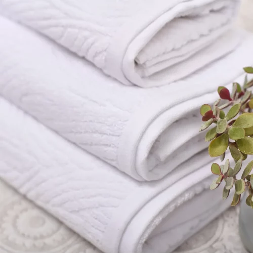 ecopure 100% Cotton Jacquard White Towels Detail