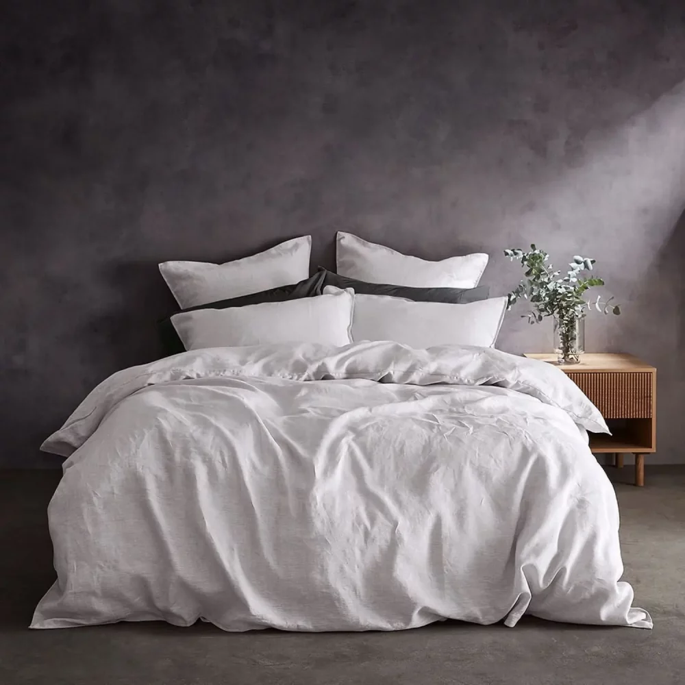 Lazy Linen white duvet cover, made from 100% washed linen.