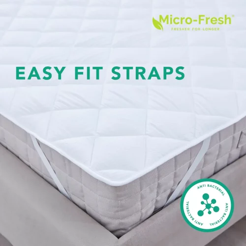 Close-up of the easy fit straps on a Vision Essentials 100% microfibre cover seersucker topper