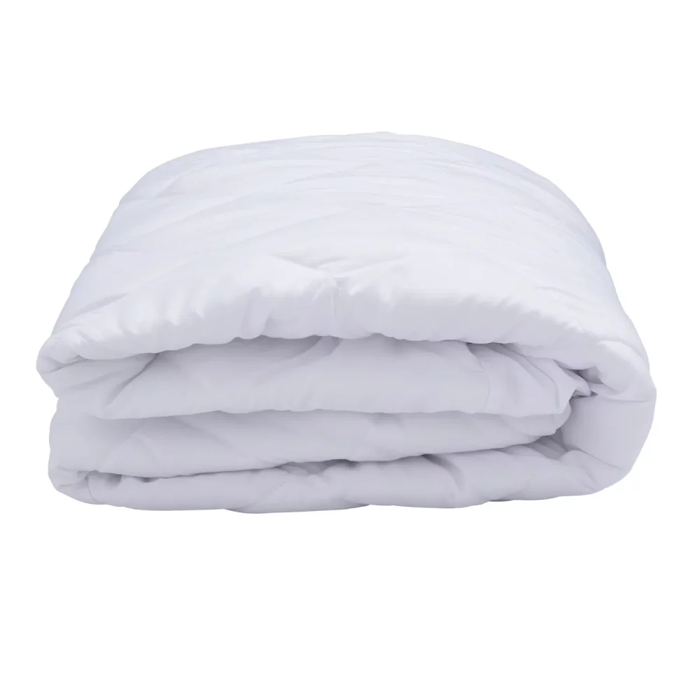 A ecopure recycled 100% microfibre mattress protector that's folded up.