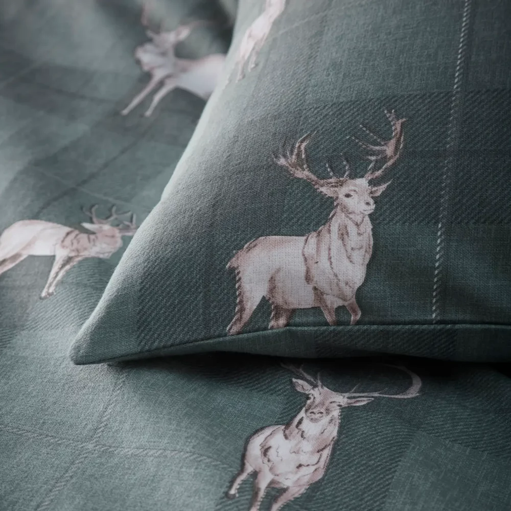 Close up of the pillowcase from the Martex Slate Grey Stag Duvet Cover and Pillowcase Set