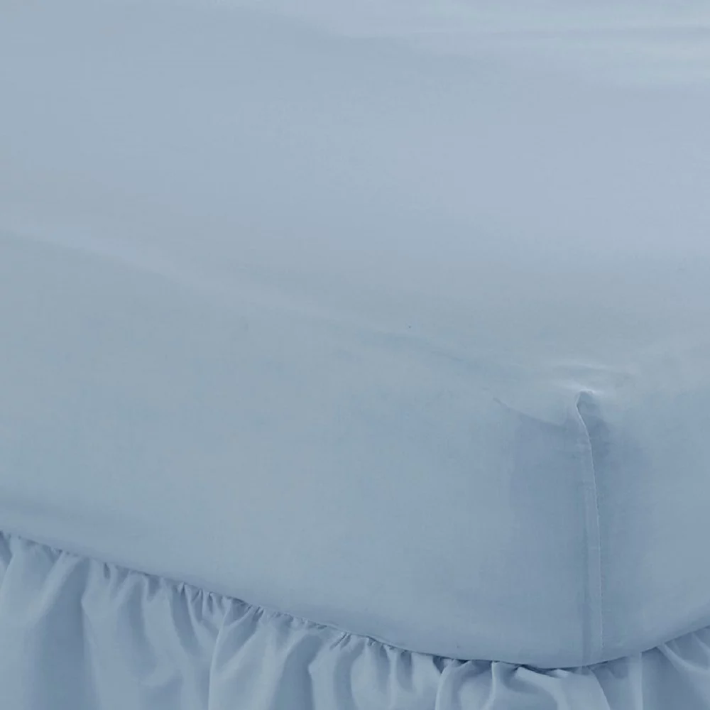 Close up of a light blue Martex Percale Fitted Sheet