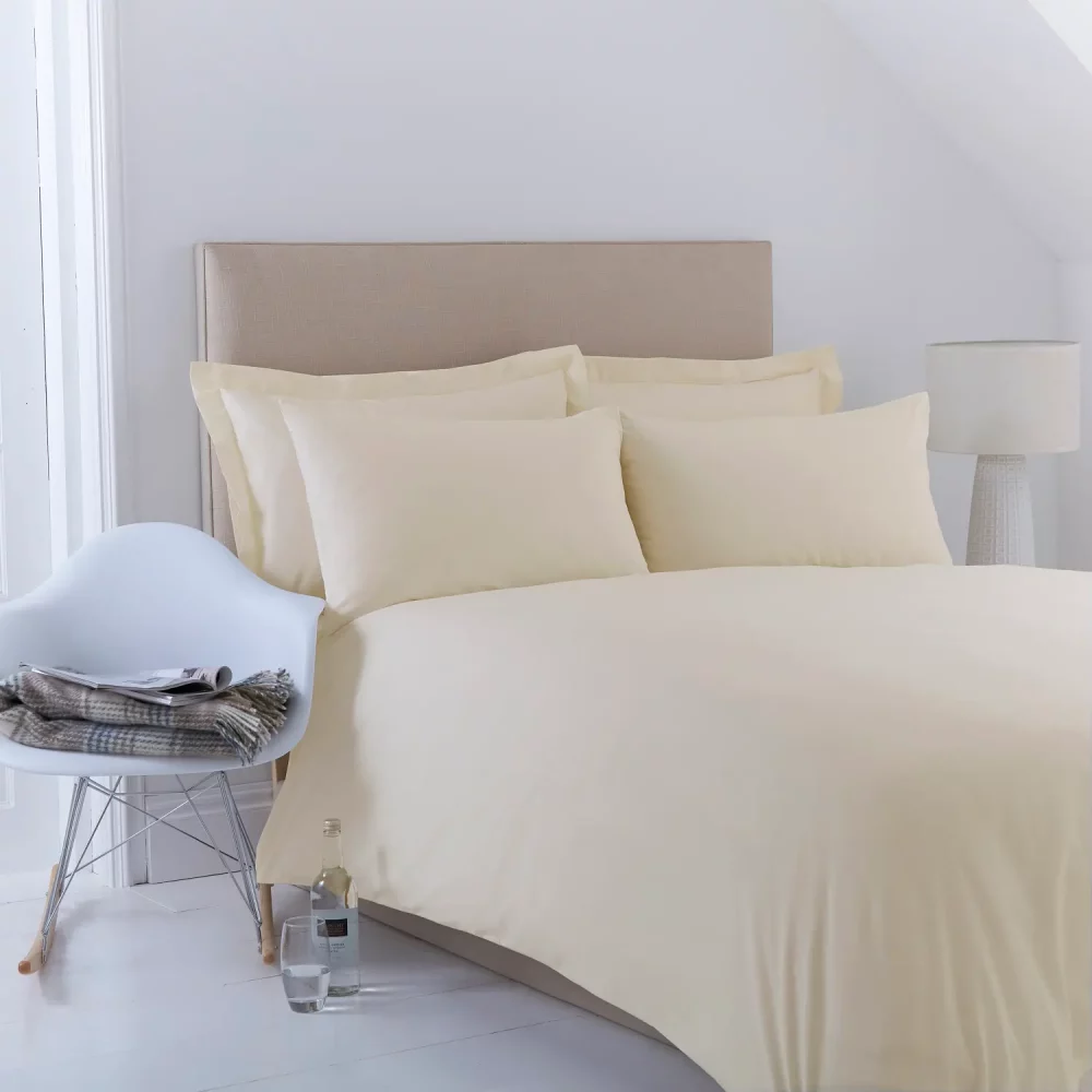 Complete rich cream Martex Percale Duvet Cover & Pillowcase Set
