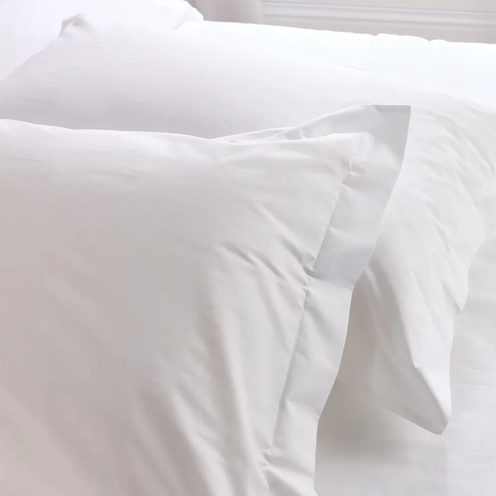 Hotel Pure Luxury cotton percale pillowcases covering two pillows