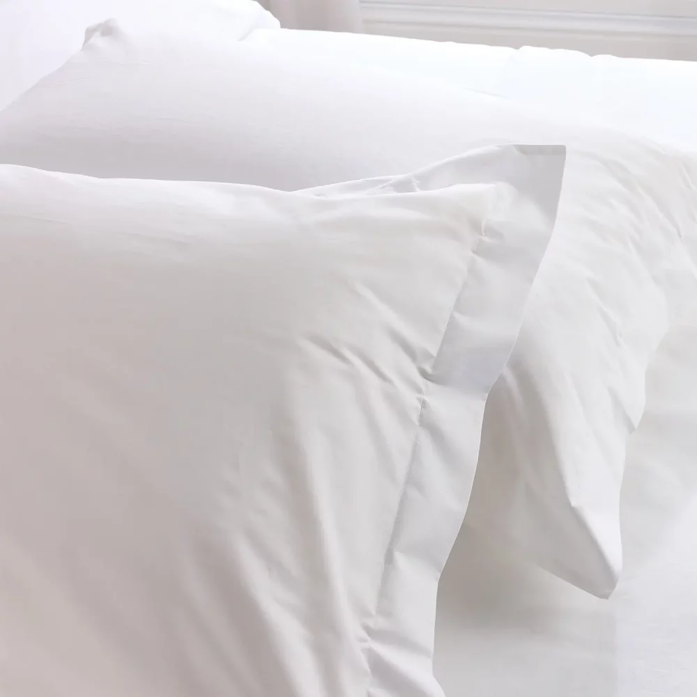 Hotel Pure Luxury cotton percale oxford pillowcases covering two pillows