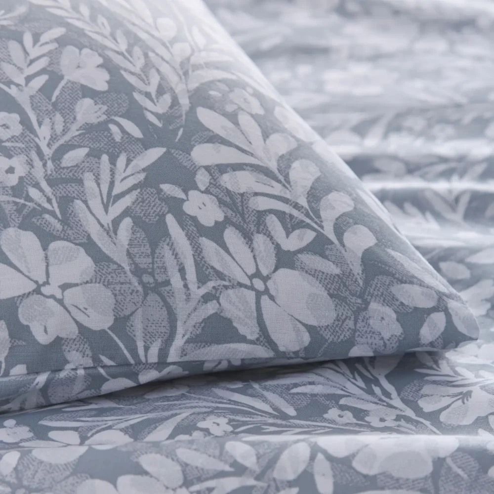 Close up of the pillowcase from the Grey Charlotte Thomas Olivia Duvet Cover Set