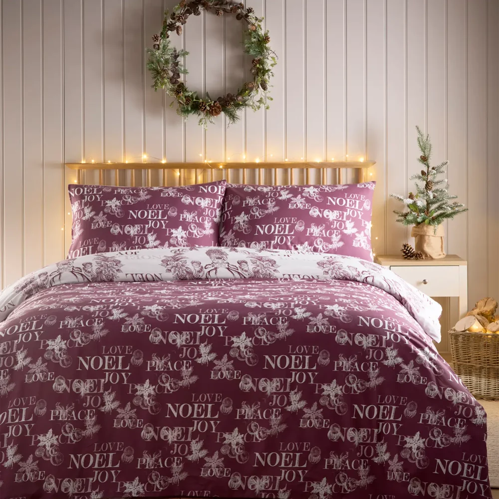 Charlotte Thomas Santa Joy Plum Duvet Cover Set Reverse