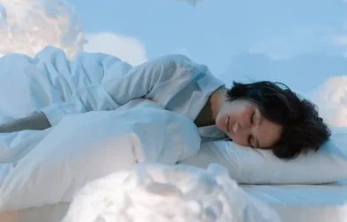 Woman dreaming in a deep sleep