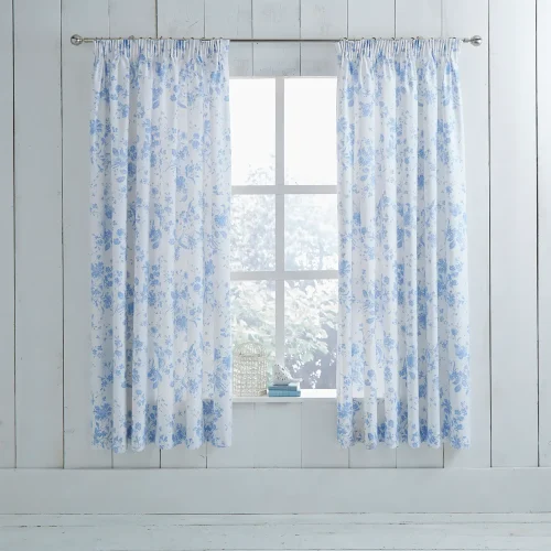 Charlotte Thomas Blue Amelie Curtains & Tiebacks (Pair)