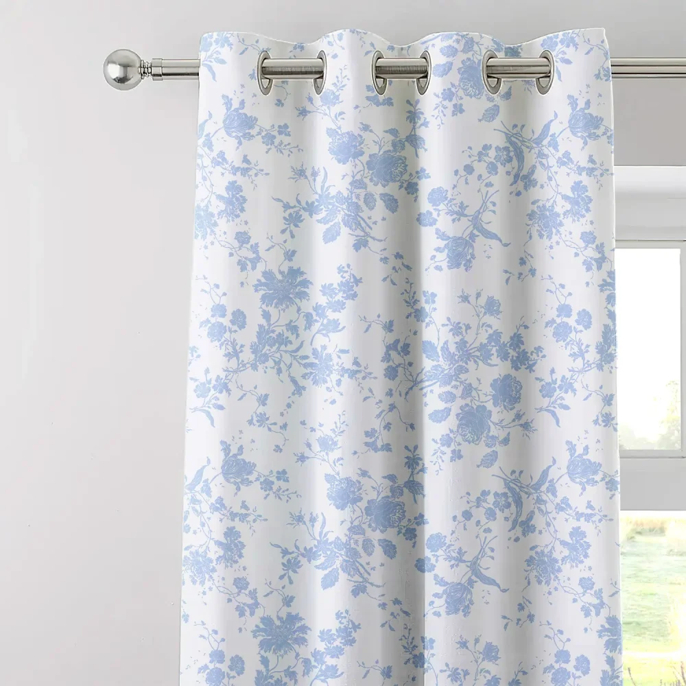 Charlotte Thomas Amelia Blue Eyelet Curtains + Tiebacks (Pair)