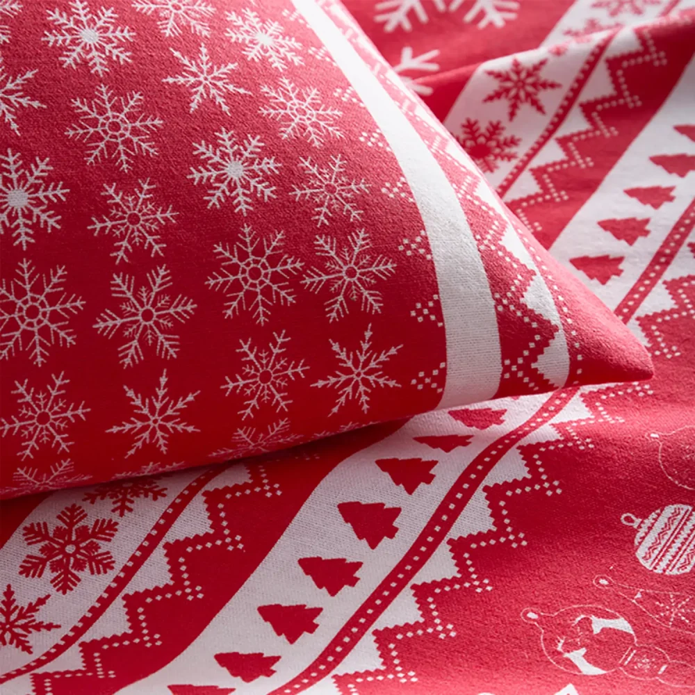Charlotte Thomas Red Nordic Stripe Brushed Cotton Duvet Cover Set Close Up