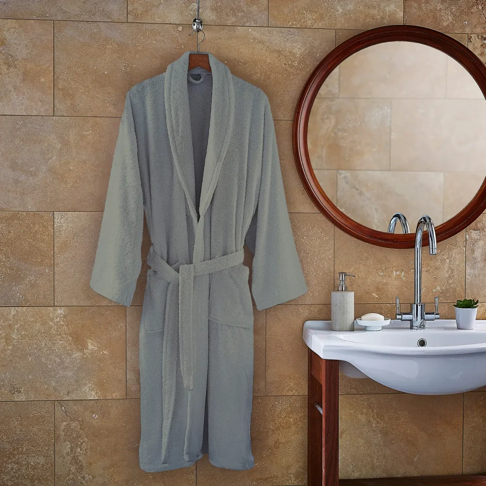 Martex Grey Cotton Terry Towelling Robe