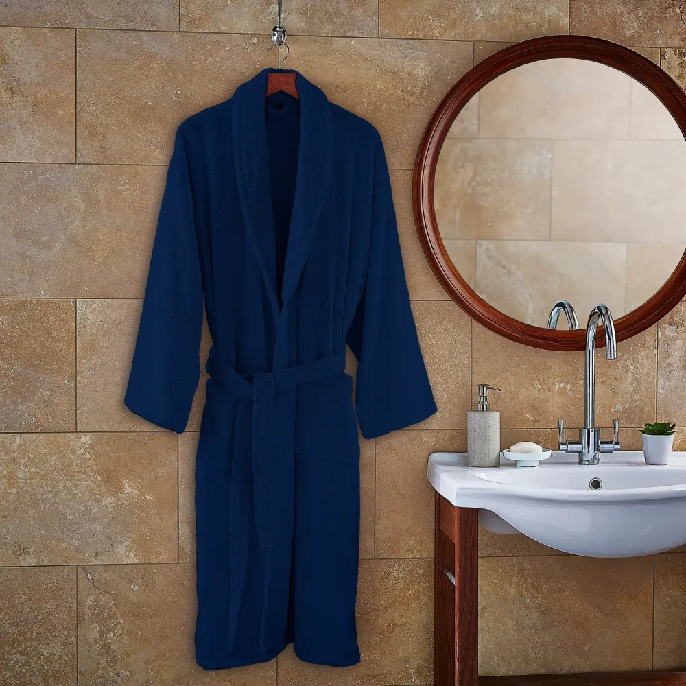 Martex Navy Cotton Terry Towelling Robe