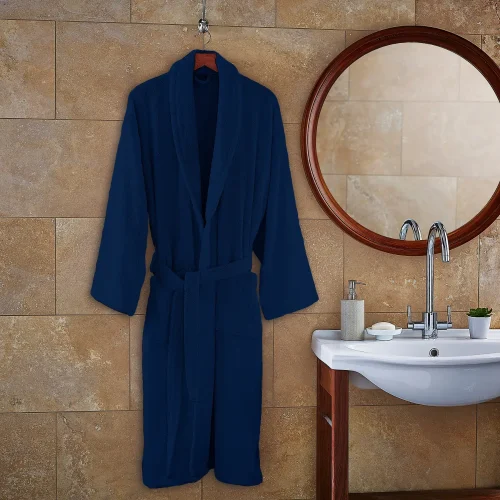 Martex Navy Cotton Terry Towelling Robe